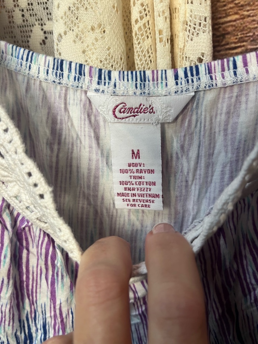Candie's Y2K Striped Crochet-Trim Tiered Tank Top - (261) - Picture 3 of 6